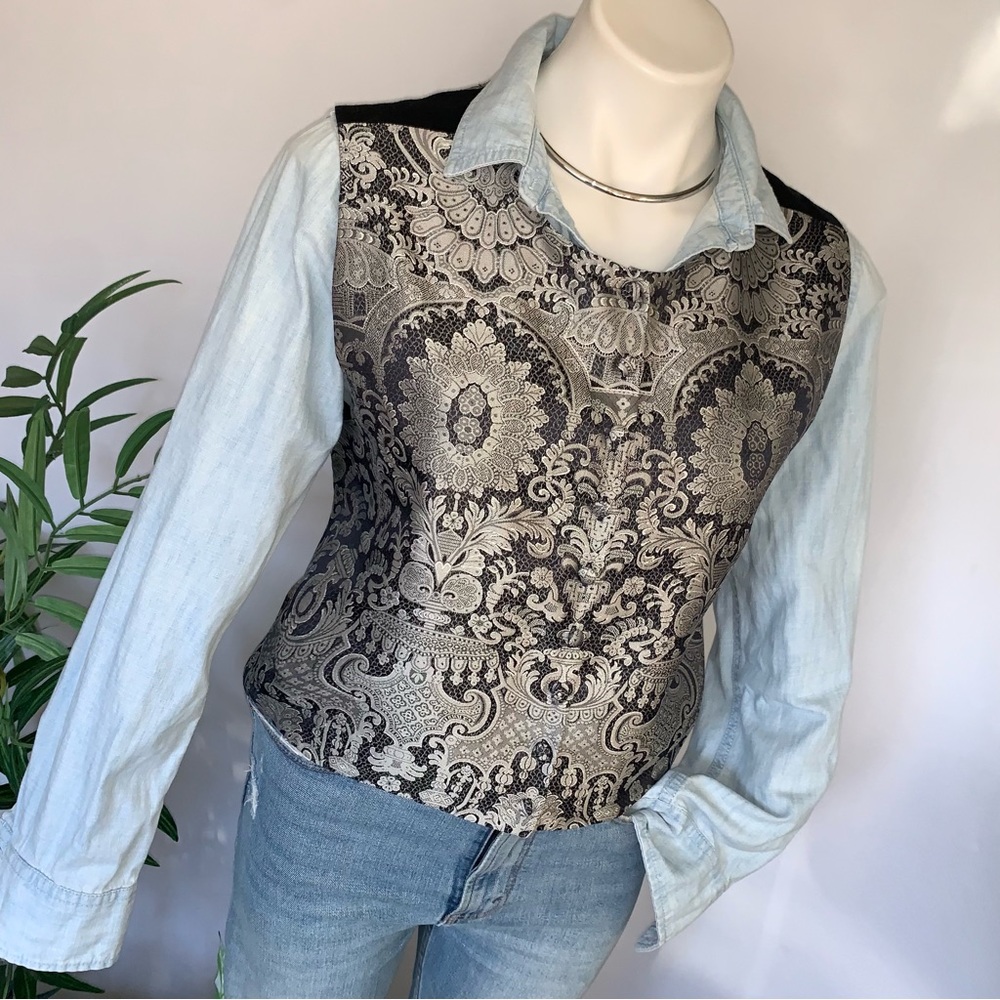 Gorgeous Emanuel Ungaro Silk Vest Jacquard Buttoned Ornate - Picture 14 of 14